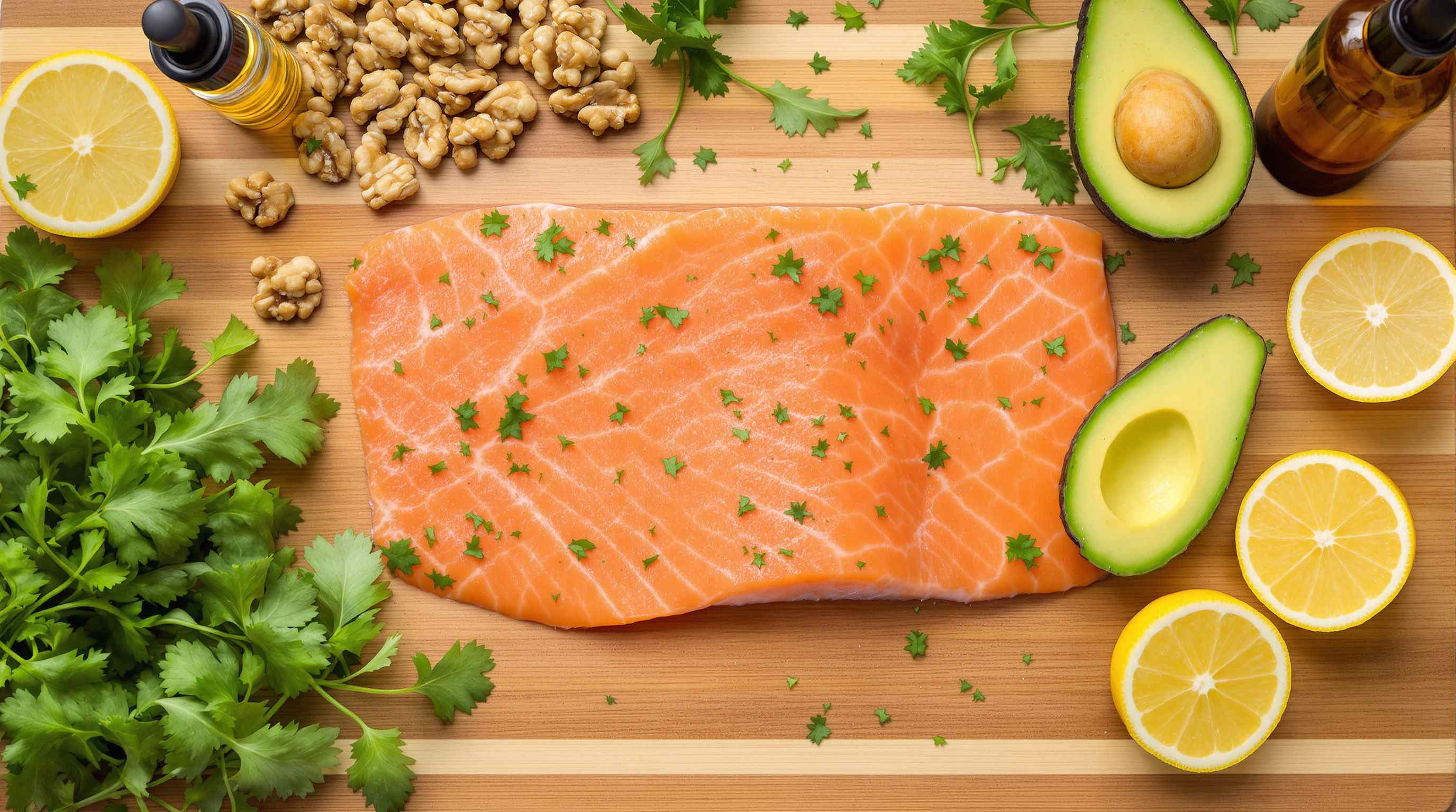 Frische Lebensmittel mit entzündungshemmenden Eigenschaften, Beeren, Lachs, Kurkuma
