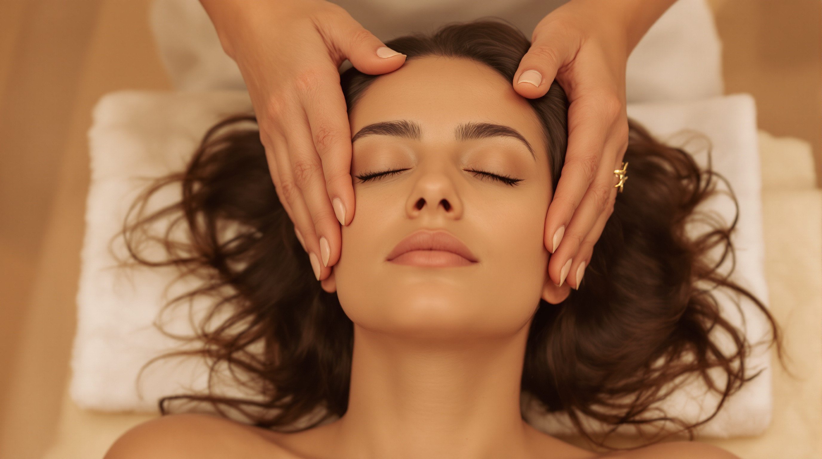 Entspannte Kopfhautmassage mit den Fingerkuppen